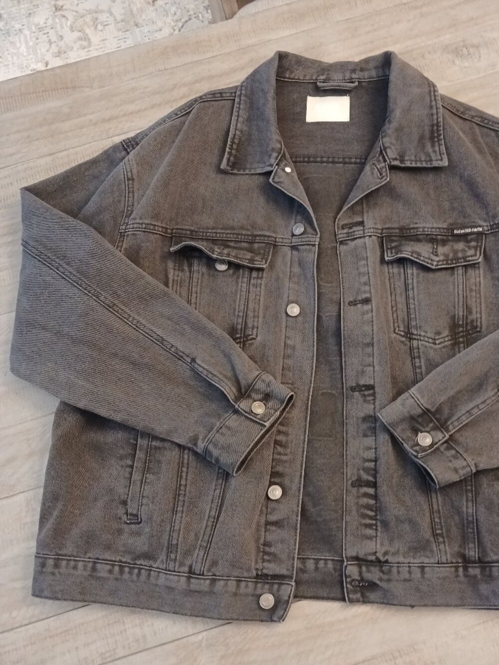 Elevated Faith denim jacket God is always with me